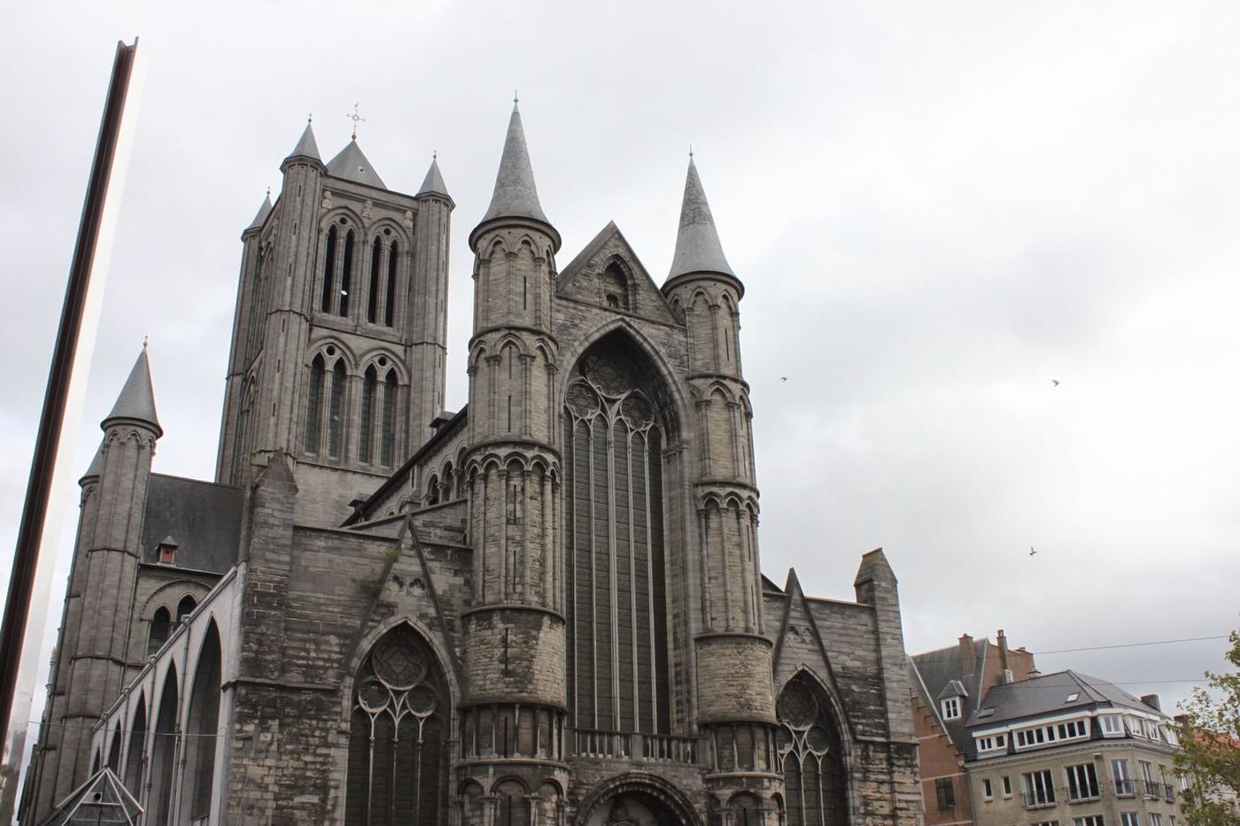 A gothic church under grey skies