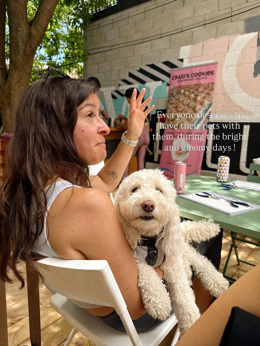 A guest with her dog