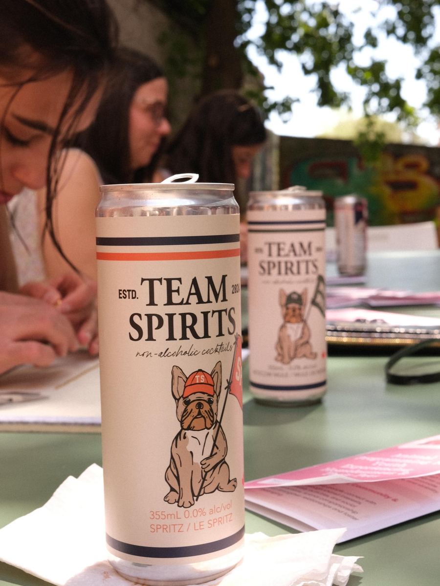 Team Spirits cans on the table